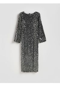 Reserved - Sukienka z cekinami - czarny. Kolor: czarny. Materiał: dzianina, wiskoza. Typ sukienki: proste #1
