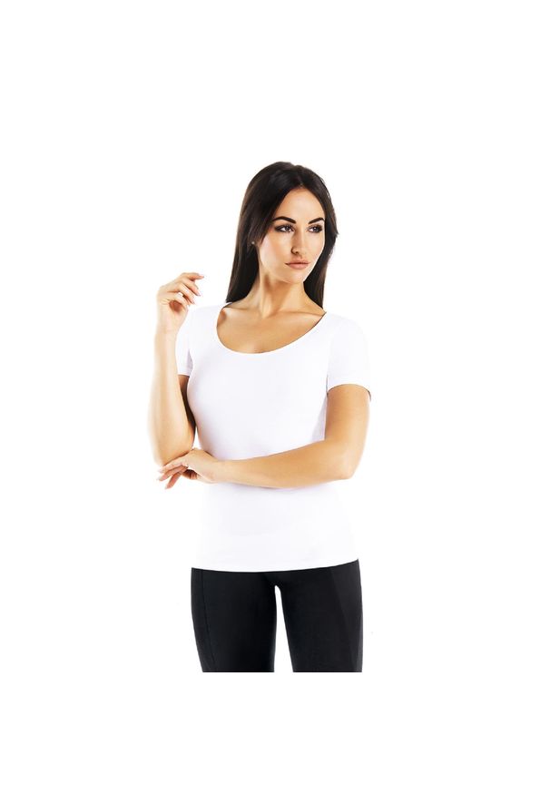 TEYLI - T-shirt damski bawełniany Teyli Solky. Kolor: biały. Materiał: bawełna, elastan. Sport: fitness