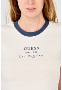 Guess - GUESS Ecru damski crop top, Rozmiar L. Kolor: biały. Materiał: bawełna. Długość: krótkie #6