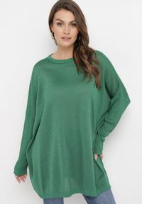 Born2be - Zielony Sweter Oversize z Metaliczną Nitką Herfela. Kolor: zielony. Sezon: zima #5