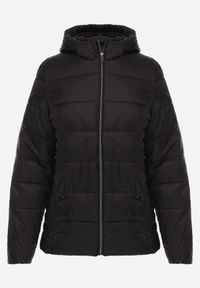 Renee - Czarna Pikowana Kurtka Przejściowa z Kapturem Learithra. Typ kołnierza: kaptur. Kolor: czarny. Materiał: jeans, nylon. Wzór: geometria. Styl: street #4