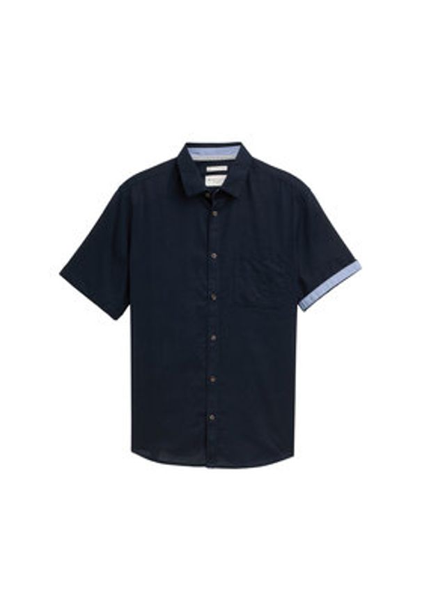 Tom Tailor Koszula 1045098 Granatowy Regular Fit. Kolor: niebieski. Materiał: bawełna