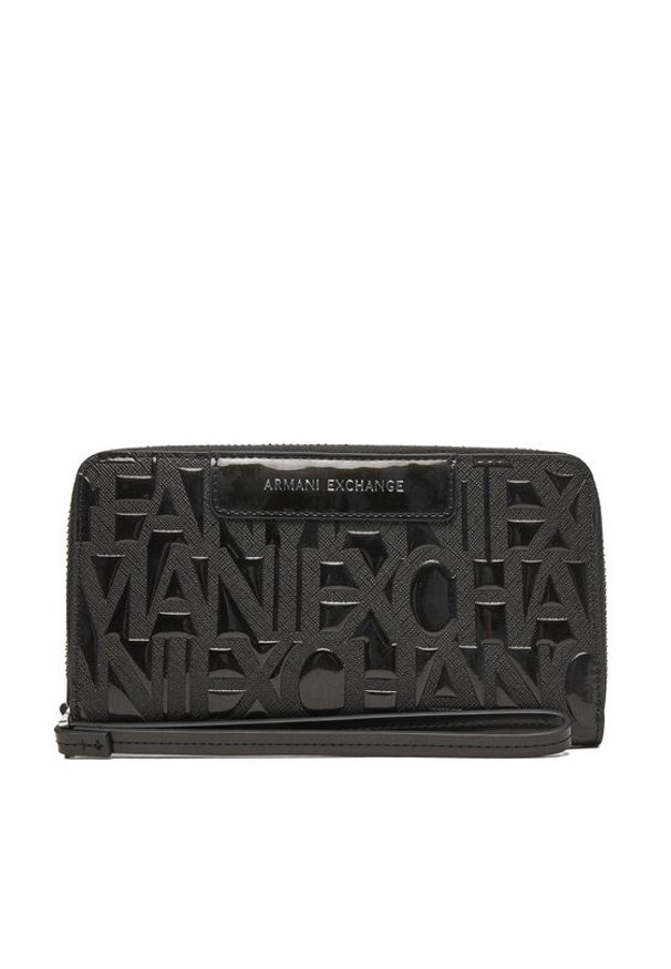 Armani Exchange Duży Portfel Damski XW001606 AF17290 UC001 Czarny. Kolor: czarny. Materiał: skóra