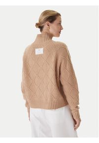 Elisabetta Franchi Sweter MK-55T-57E2 Brązowy Regular Fit. Kolor: brązowy. Materiał: wełna #5