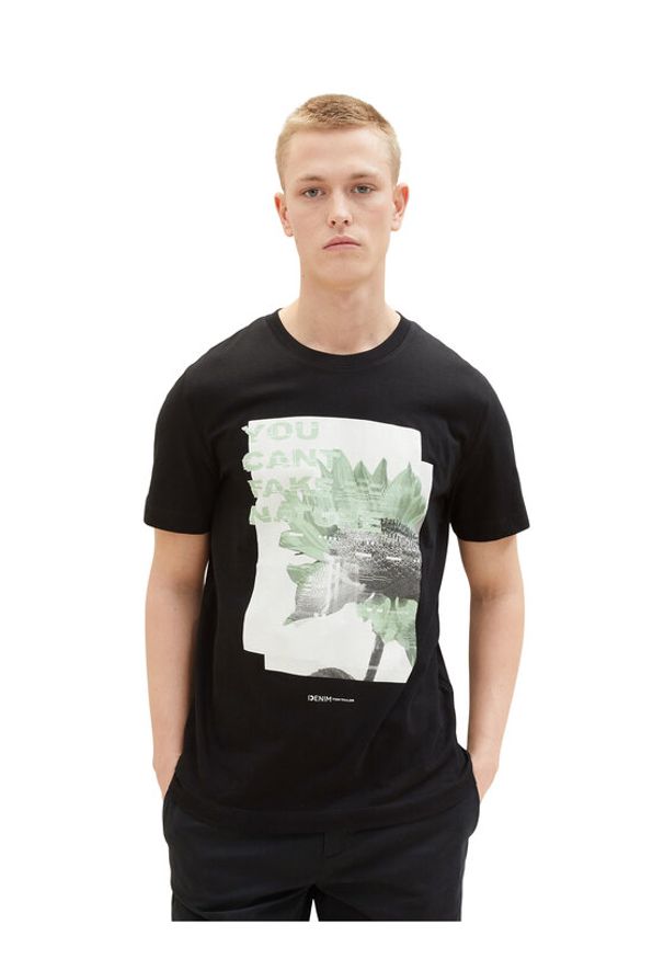 Tom Tailor Denim T-Shirt 1035599 Czarny. Kolor: czarny. Materiał: denim