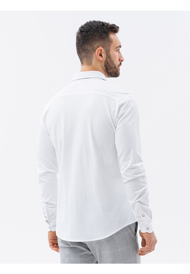 Ombre Clothing - Koszula męska z długim rękawem K540 - biała - XXL. Kolor: biały. Materiał: bawełna. Długość rękawa: długi rękaw. Długość: długie