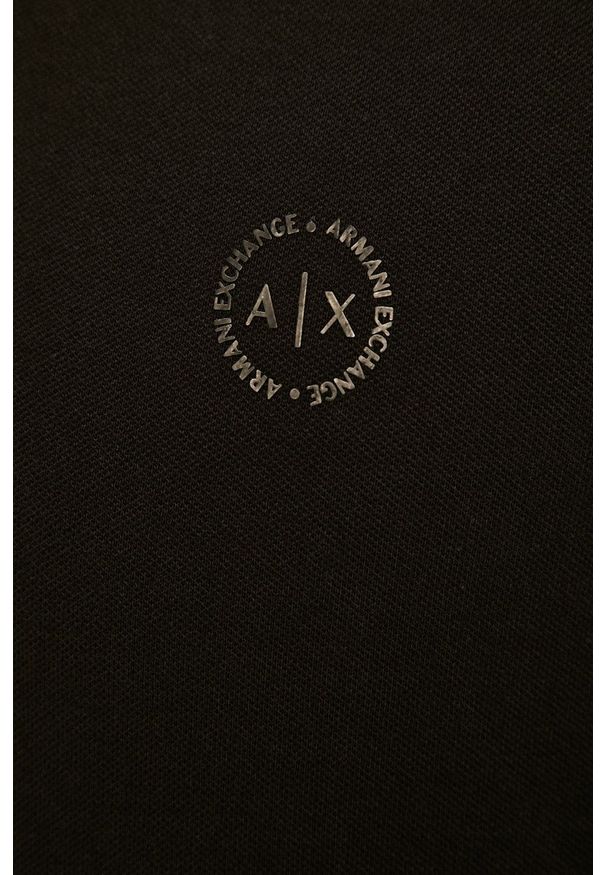 Armani Exchange - Polo. Okazja: na co dzień. Typ kołnierza: polo. Kolor: czarny. Materiał: dzianina. Długość: krótkie. Wzór: gładki. Styl: casual
