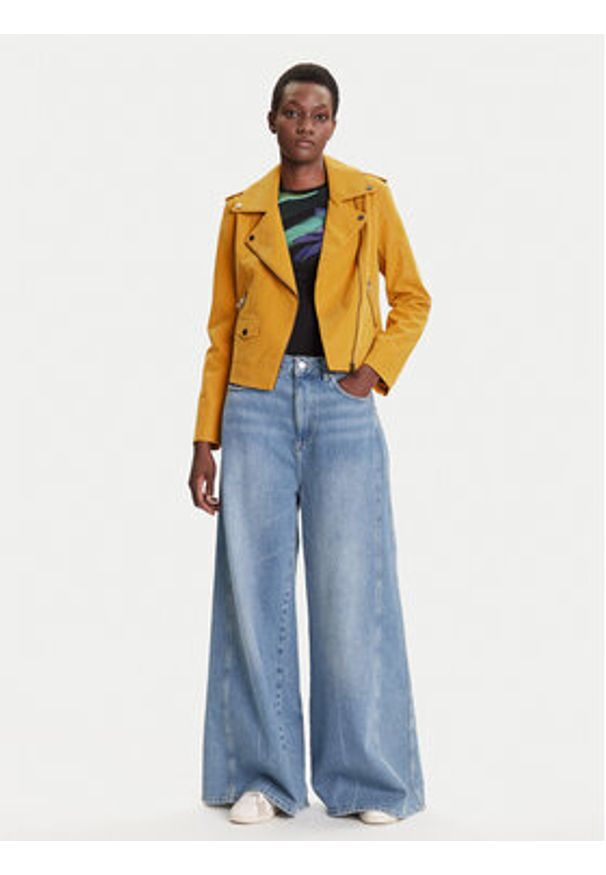 Desigual Kurtka z imitacji skóry Must 25WWEW69 Żółty Regular Fit. Kolor: żółty. Materiał: skóra