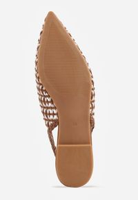Renee - Brązowe Baleriny Slingback z Plecionki ze Szpiczastym Noskiem Eupheleta. Nosek buta: szpiczasty. Zapięcie: bez zapięcia. Kolor: brązowy. Wzór: haft. Styl: boho #9