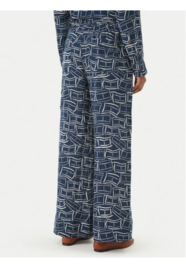 TOMMY HILFIGER - Tommy Hilfiger Spodnie materiałowe WW0WW48970 Granatowy Wide Leg. Kolor: niebieski. Materiał: len