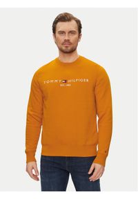 TOMMY HILFIGER - Tommy Hilfiger Bluza Logo MW0MW11596 Pomarańczowy Regular Fit. Kolor: pomarańczowy. Materiał: syntetyk, bawełna #1