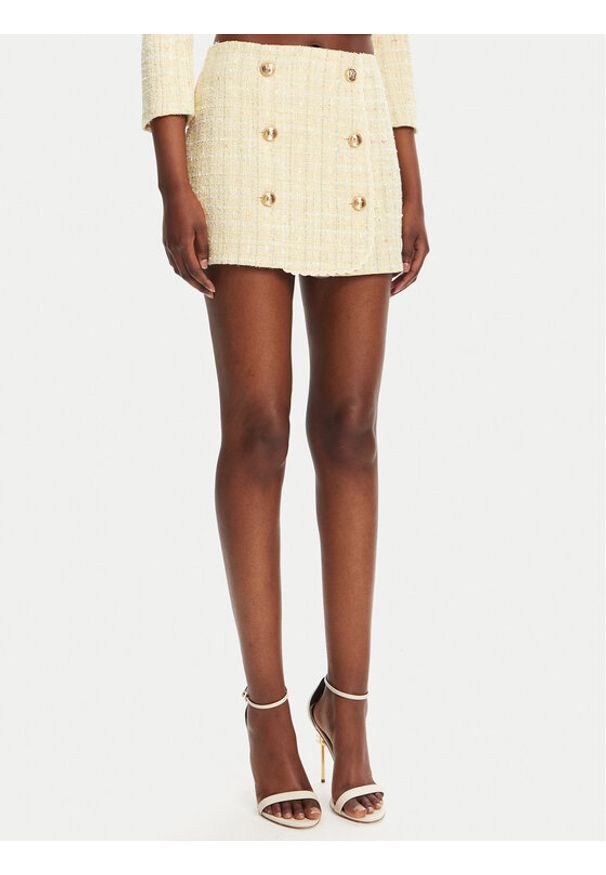 Elisabetta Franchi Spódnica mini GO-116-52E2-V420 Żółty Regular Fit. Kolor: żółty. Materiał: bawełna