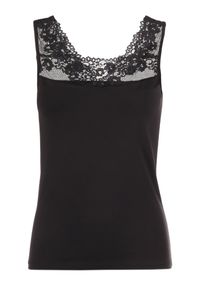 Born2be - Czarny Top Theophochis. Kolor: czarny. Materiał: tkanina, bawełna, koronka. Długość rękawa: bez rękawów. Styl: klasyczny #6