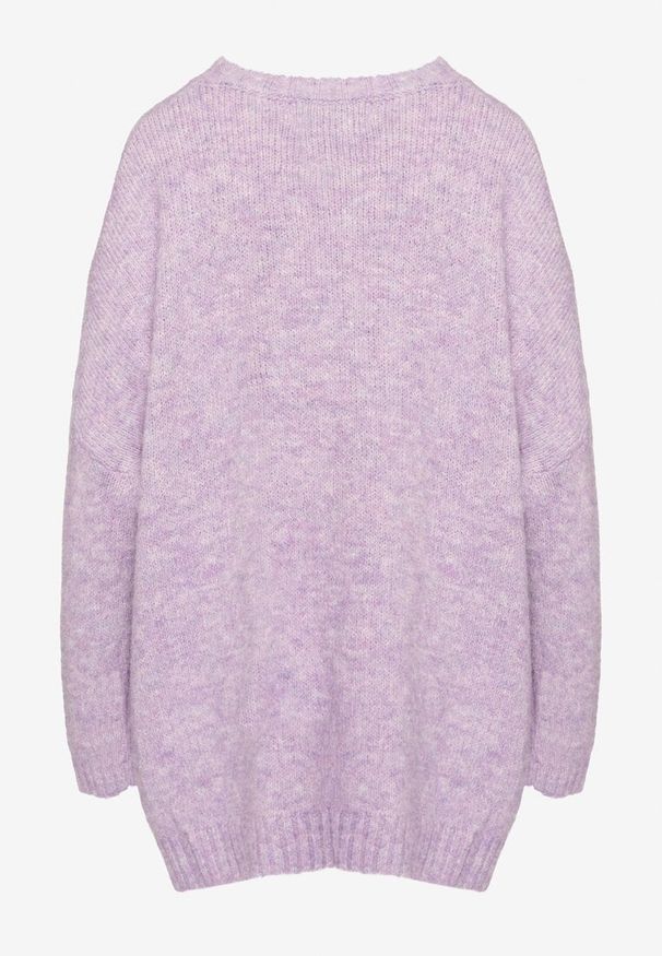 Born2be - Fioletowy Klasyczny Sweter o Kroju Oversize Zallelia. Okazja: na co dzień, na spotkanie biznesowe, do pracy. Kolor: fioletowy. Materiał: wełna. Długość rękawa: długi rękaw. Długość: długie. Sezon: jesień. Styl: klasyczny