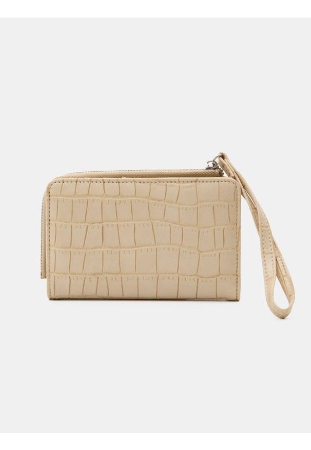 Sinsay - Portfel z imitacji krokodylej skóry - kremowy. Kolor: kremowy. Materiał: skóra
