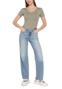 Guess - GUESS Zielony damski t-shirt Mini Triangle, Rozmiar XS. Kolor: zielony #4