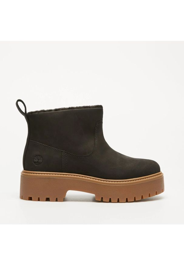 Timberland STONE STREET MID WARM LINED BOOT BLACK NUBUCK Botki damskie. Kolor: czarny. Materiał: nubuk. Styl: street