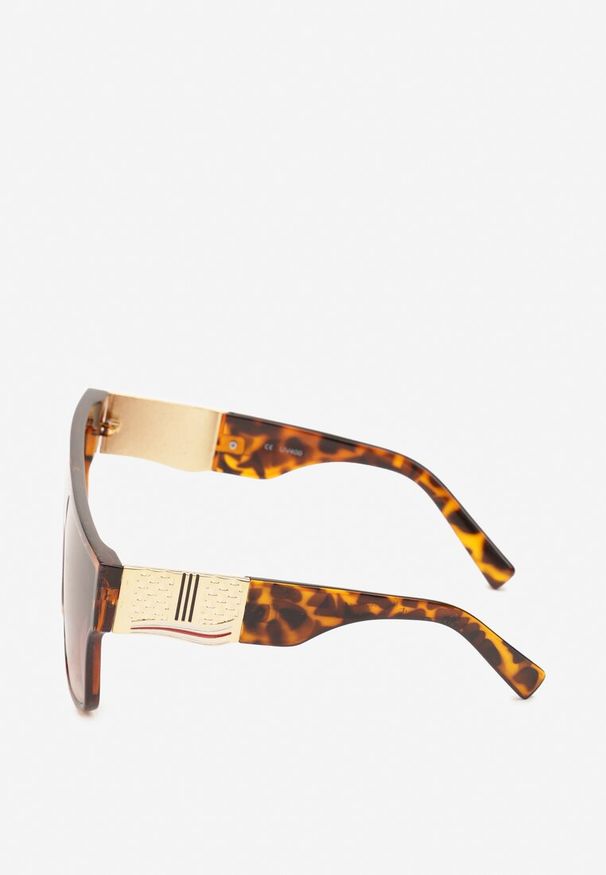 Renee - Panterkowe Geometryczne Okulary Przeciwsłoneczne w Panterkę z Filtrem UV Griosae. Materiał: jeans. Wzór: geometria, motyw zwierzęcy