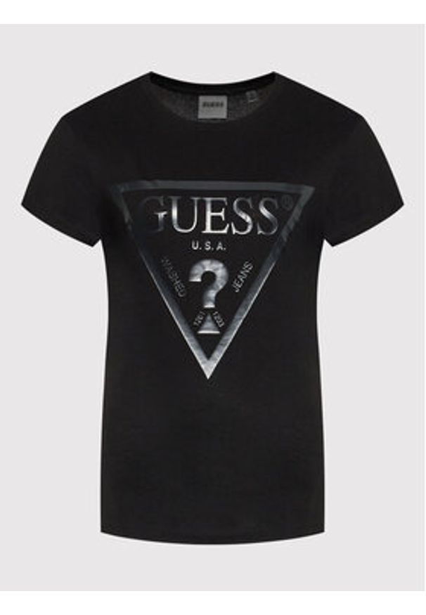 Guess T-Shirt V2YI07 K8HM0 Czarny Regular Fit. Kolor: czarny. Materiał: bawełna