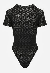 Renee - Czarne Body z Koronki o Dopasowanym Kroju z Krótkim Rękawem Adradina. Okazja: na co dzień. Kolor: czarny. Materiał: koronka. Długość rękawa: krótki rękaw. Długość: krótkie. Wzór: koronka. Sezon: lato. Styl: casual #6