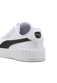 Puma - Damskie sneakersy Carina 3.0 PUMA White Black Gold. Okazja: na plażę. Kolor: czarny, biały, wielokolorowy, żółty. Sezon: lato. Sport: tenis, turystyka piesza