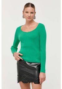 Karl Lagerfeld sweter damski kolor zielony lekki. Kolor: zielony. Materiał: dzianina, prążkowany. Długość rękawa: długi rękaw. Długość: długie