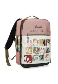 Plecak damski Anekke, wykonany z materiału tekstylnego z dekoracyjnym nadrukiem zamykany na zamek, różowy, 42575-011. Kolor: różowy. Materiał: materiał. Wzór: nadruk. Styl: casual #7