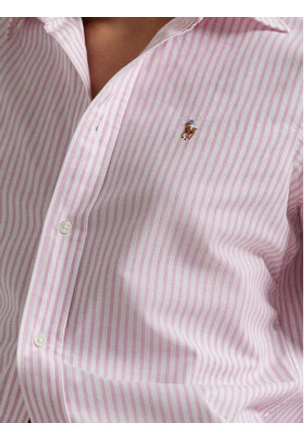 Polo Ralph Lauren Koszula 211941508006 Różowy Slim Fit. Typ kołnierza: polo. Kolor: różowy. Materiał: bawełna