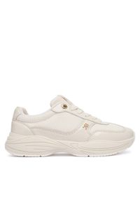 TOMMY HILFIGER - Tommy Hilfiger Sneakersy Modern Runner Shiny Leather FW0FW09413 Beżowy. Kolor: beżowy. Materiał: skóra #1
