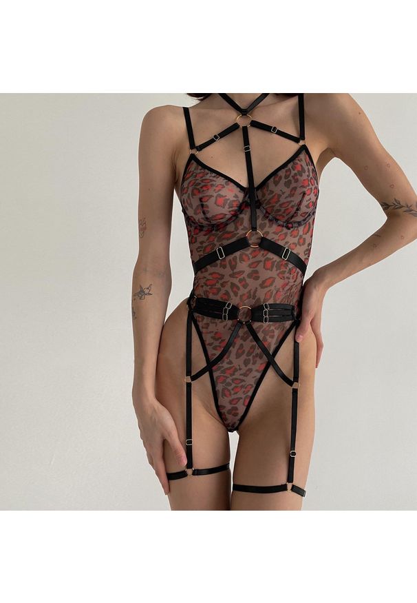 Intica - Body z kontrastowymi paseczkami na co dzień i okazje Roxine. Kolor: czarny. Materiał: materiał