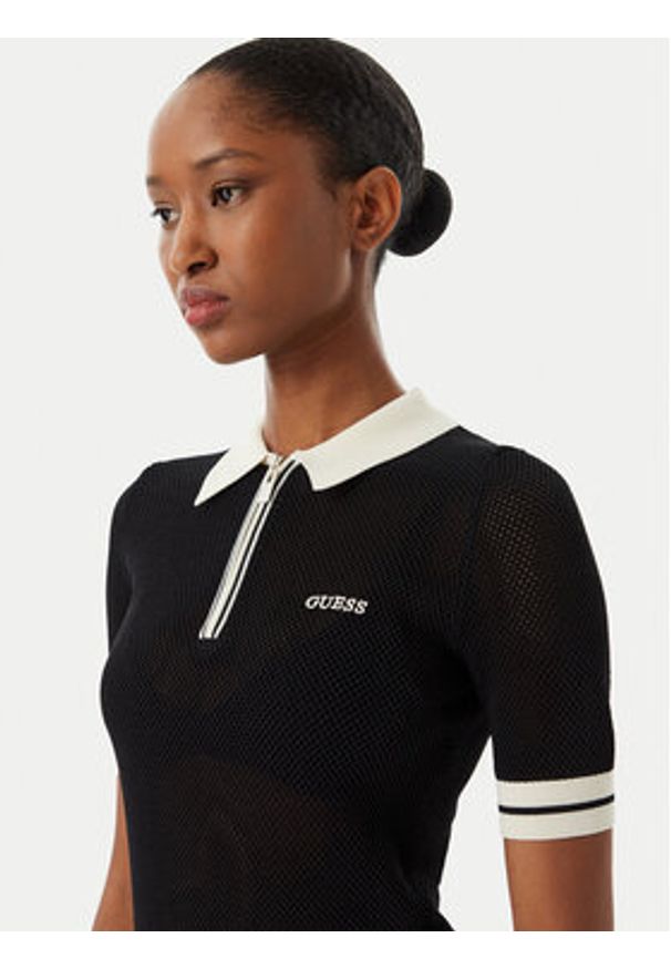 Guess Polo V6GR04 Z0725 Czarny Regular Fit. Typ kołnierza: polo. Kolor: czarny. Materiał: syntetyk