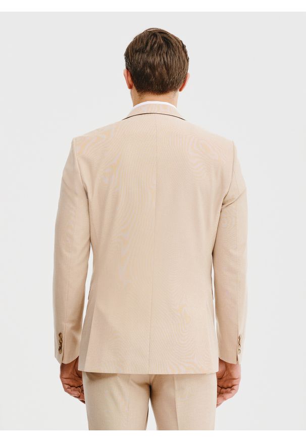 Pako Lorente - PAKO LORENTE – Beżowa marynarka garniturowa. Kolor: beżowy. Materiał: wiskoza, poliester, elastan. Wzór: gładki