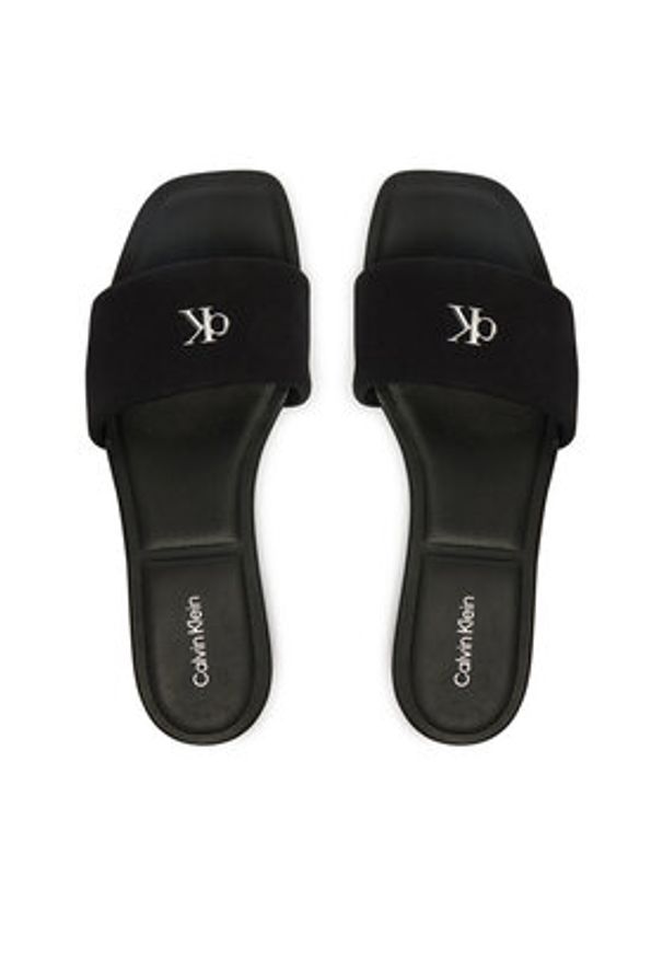 Calvin Klein Klapki Square Flat Sndl Canvas Hw HW0HW03129 Czarny. Kolor: czarny. Materiał: materiał