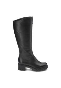 Czarne Kozaki Simen Damskie Eleganckie Buty Zimowe. Okazja: na co dzień. Kolor: czarny. Materiał: skóra. Szerokość cholewki: normalna. Sezon: zima. Styl: elegancki