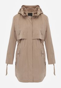 Born2be - Brązowa Kurtka w Stylu Parki z Odpinanym Kapturem i Sznurkami Enang. Okazja: na spacer. Kolor: brązowy. Materiał: prążkowany, jeans #3