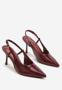 Renee - Bordowe Sandały Lakierowane Vices na Szpilce Slingback Raleira. Okazja: na co dzień, na imprezę, na spacer. Nosek buta: szpiczasty. Zapięcie: sprzączka. Kolor: czerwony. Materiał: lakier. Obcas: na szpilce. Styl: klasyczny, casual. Wysokość obcasa: średni #4