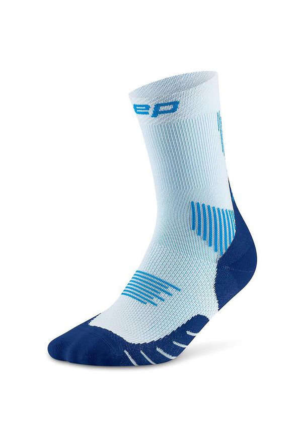 Męskie krótkie skarpety kompresyjne sportowe Core Run do połowy łydki CEP. Kolor: niebieski. Materiał: poliamid, elastan. Sport: bieganie