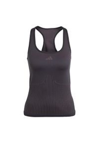 Adidas - Top AEROKNIT. Kolor: wielokolorowy, czarny, szary. Materiał: materiał, skóra. Długość rękawa: bez rękawów