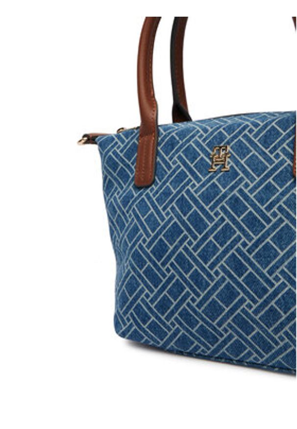 TOMMY HILFIGER - Tommy Hilfiger Torebka Popette Mini Tote Denim Flag AW0AW18612 Niebieski. Kolor: niebieski