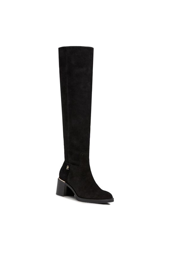 TOMMY HILFIGER - Muszkieterki Tommy Hilfiger Feminine Suede Overknee Boot FW0FW07667 Black BDS. Kolor: czarny