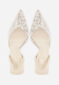 Renee - Beżowe Czółenka z Przezroczystą Cholewką Ozdobione Perełkami i Cyrkoniami Karenetia. Kolor: beżowy. Szerokość cholewki: normalna. Wzór: aplikacja. Styl: elegancki #4