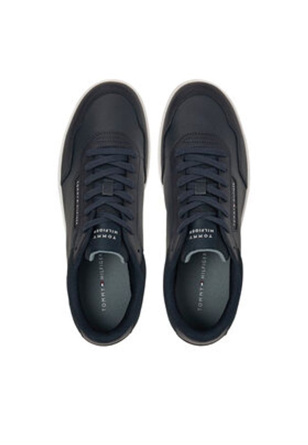 TOMMY HILFIGER - Tommy Hilfiger Sneakersy Th Basket Core Lth Pinperf FM0FM05466 Granatowy. Kolor: niebieski. Materiał: skóra