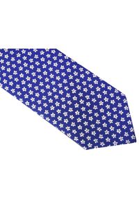 Modini - Granatowy krawat męski w kwiatki D33. Kolor: niebieski. Materiał: mikrofibra, tkanina. Wzór: kwiaty #1