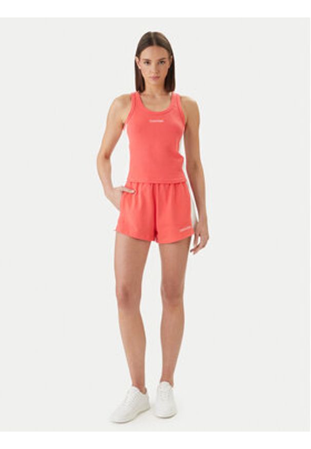 Calvin Klein Swimwear Top LV00Q61152 Różowy Slim Fit. Kolor: różowy. Materiał: bawełna