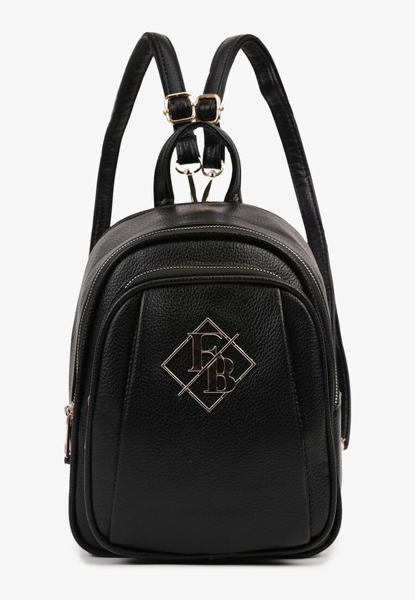 Born2be - Czarny Plecak o Trapezowym Kształcie z Elegancką Aplikacją Nanariel. Kolor: czarny. Wzór: aplikacja. Styl: elegancki