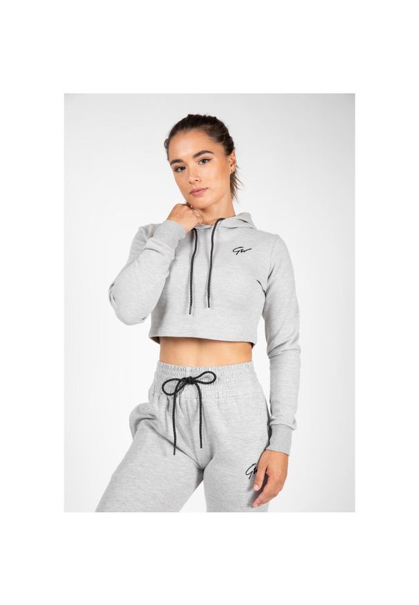 GORILLA WEAR - Bluza fitness damska krótka Gorilla Wear Pixley Crop Top Hoodie. Kolor: szary. Długość rękawa: długi rękaw. Długość: krótkie. Sport: fitness