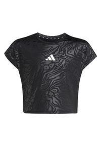 Adidas - Koszulka All Sports Animal Print Crop Kids. Kolor: biały, wielokolorowy, czarny. Wzór: nadruk