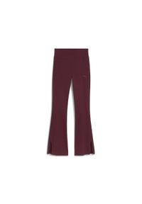 Puma - Damskie rozkloszowane legginsy HER z wysokim stanem PUMA Ruby Shimmer Red. Stan: podwyższony. Kolor: czerwony. Sport: fitness