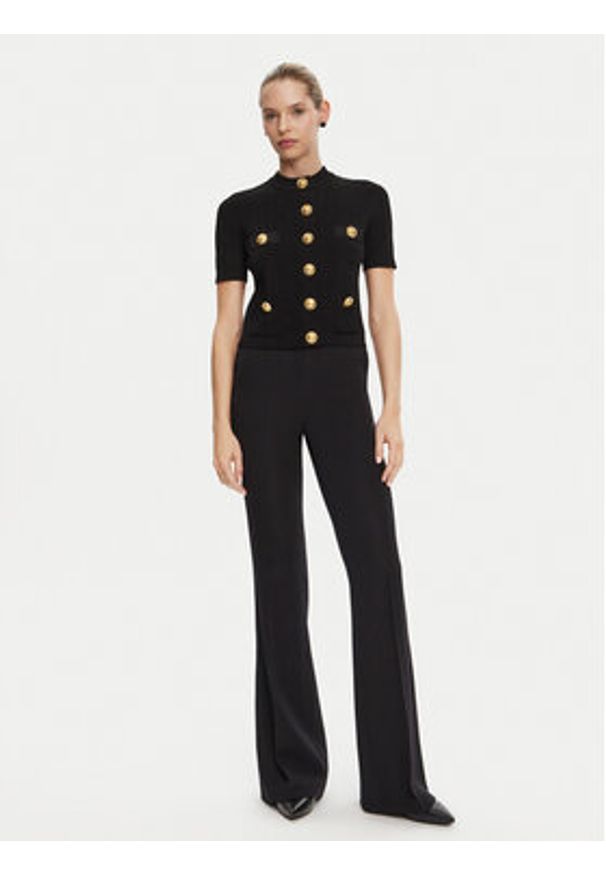 Balmain Kardigan DF1KL023KB07 Czarny Regular Fit. Kolor: czarny. Materiał: wiskoza