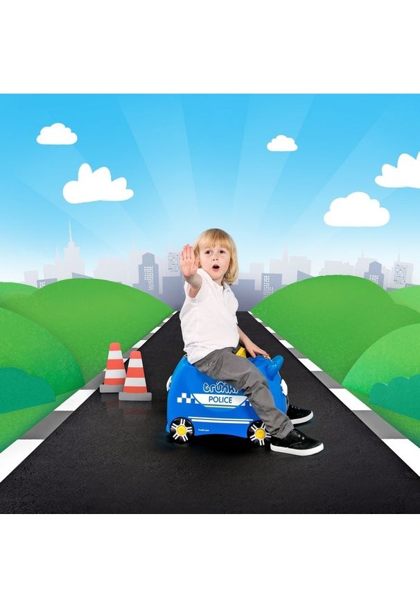 Trunki Radiowóz Percy. Materiał: guma. Styl: wakacyjny, młodzieżowy